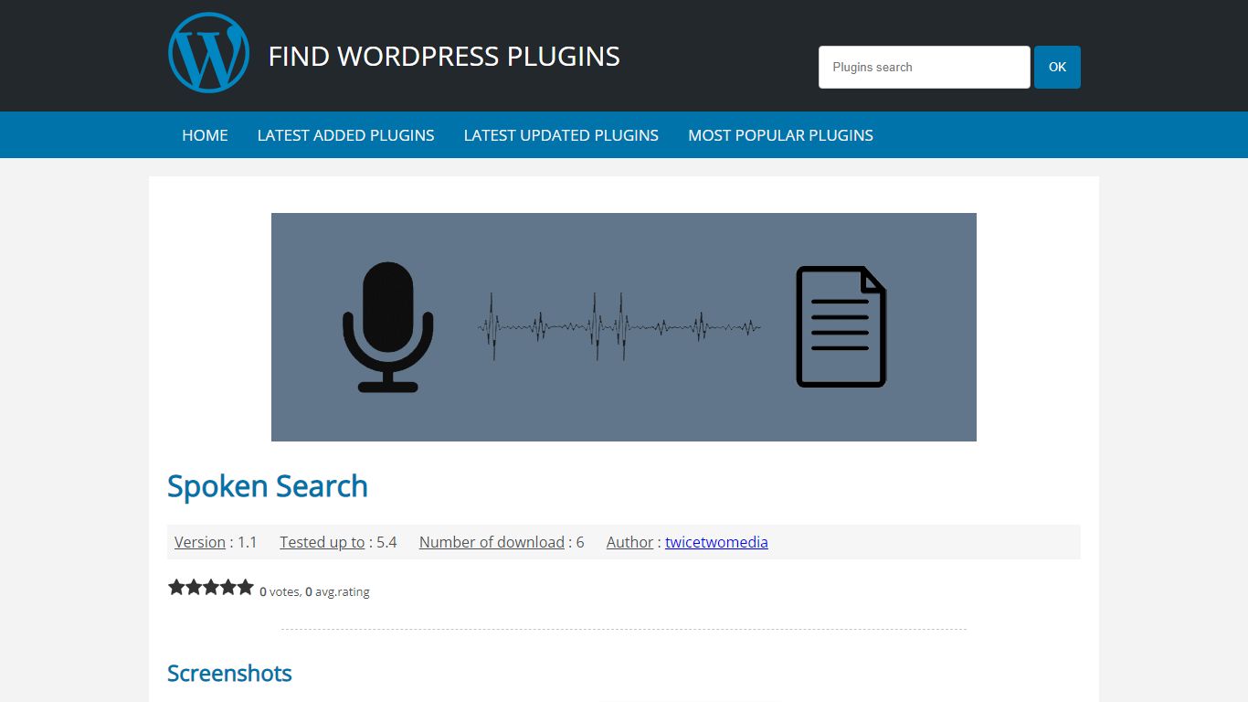 Spoken Search 1.1 - Wordpress plugin
